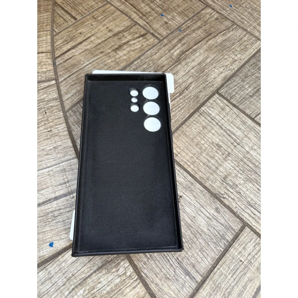 Vegan Leather Black Phone Case for Samsung Galaxy S24 Ultra
